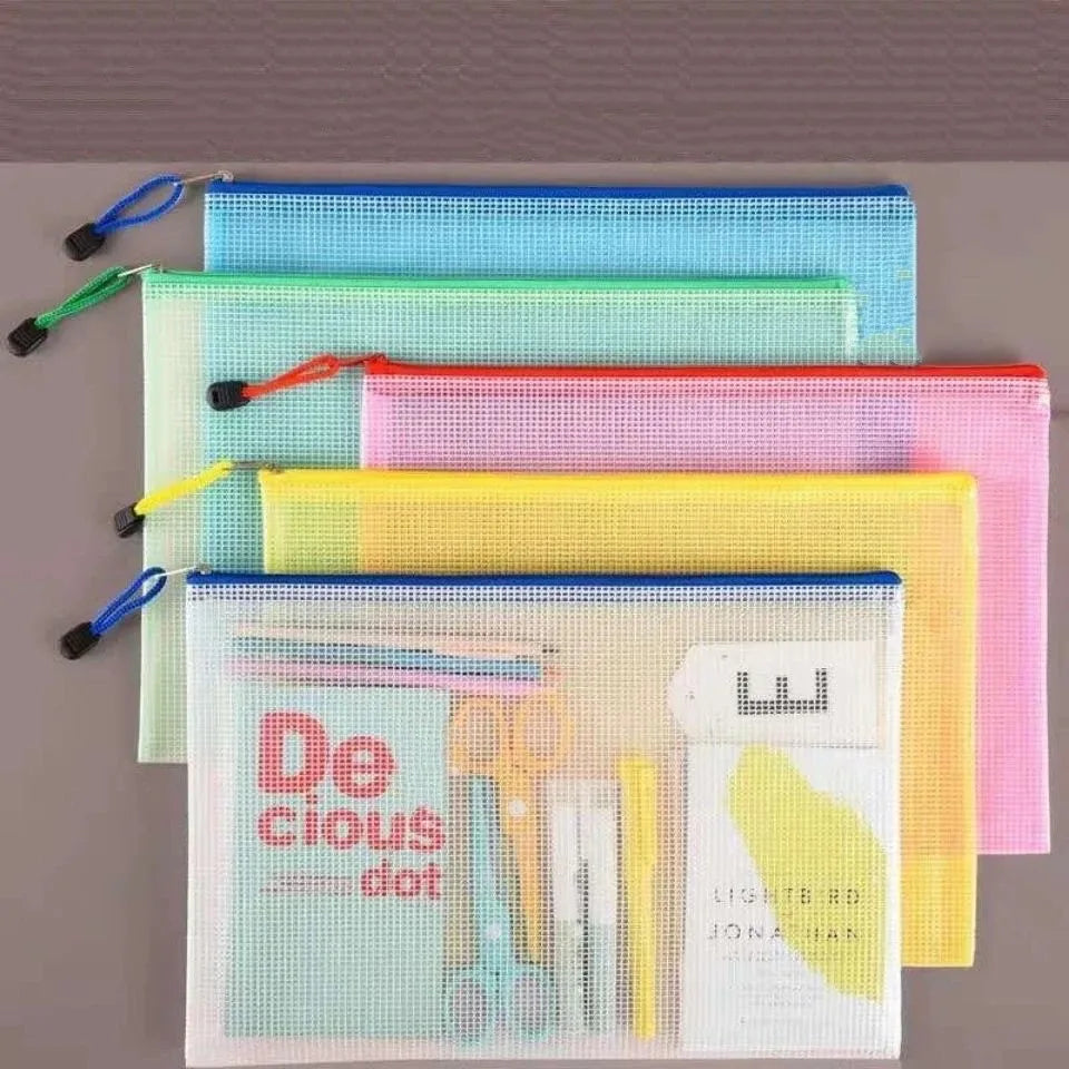 Personalize A4 Waterproof Zipper Business File Bag Custom Mesh Pouch Simple Big Capacity Document Bag School Office Contract Bag