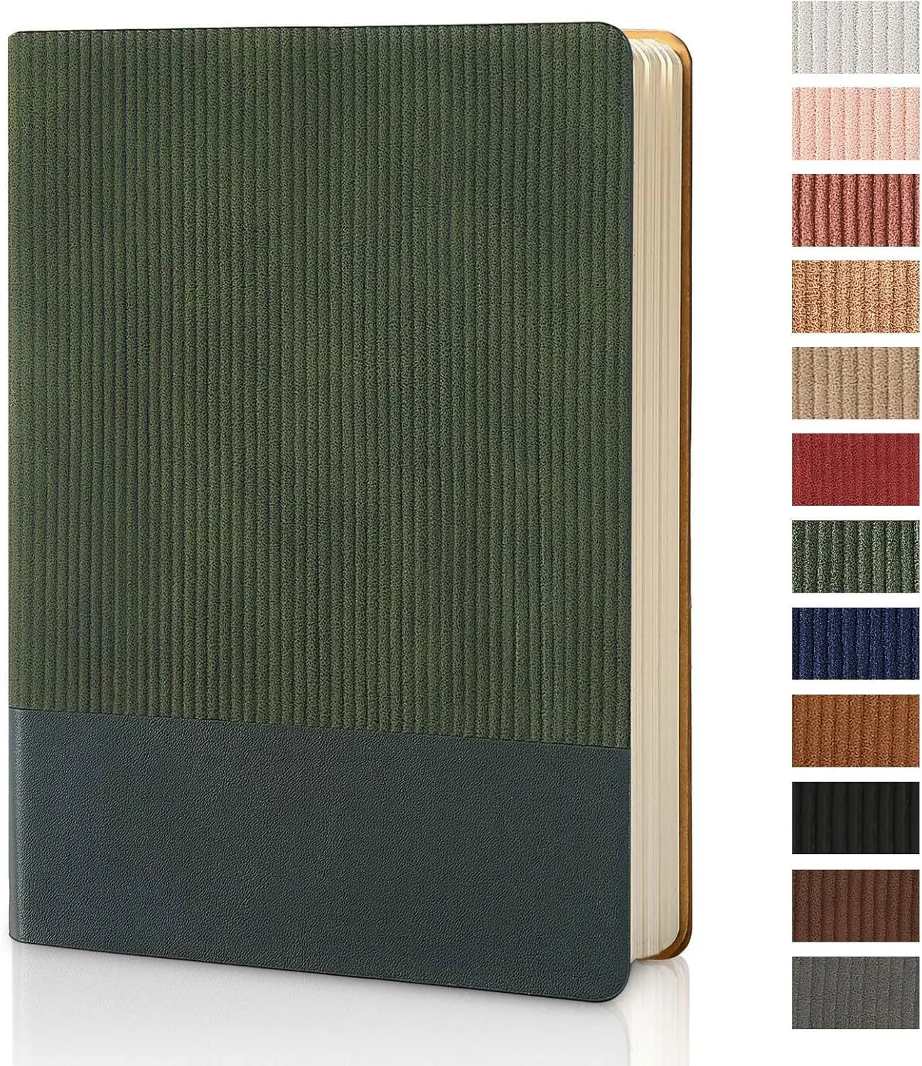 A5 Lined Journal Notebook, PU Leather Cover, 216 Pages for Work, College, Daily Writing - Dark Green