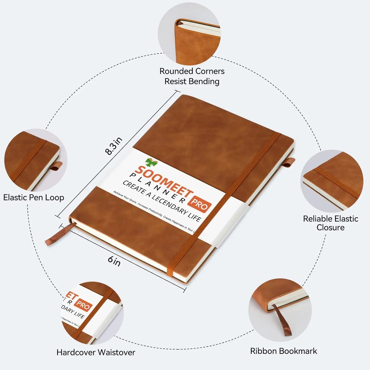 Lined Journal Notebook, 200 Pages, Leather Hardcover A5 College Ruled with Pen Loop for Writing, Office School Use