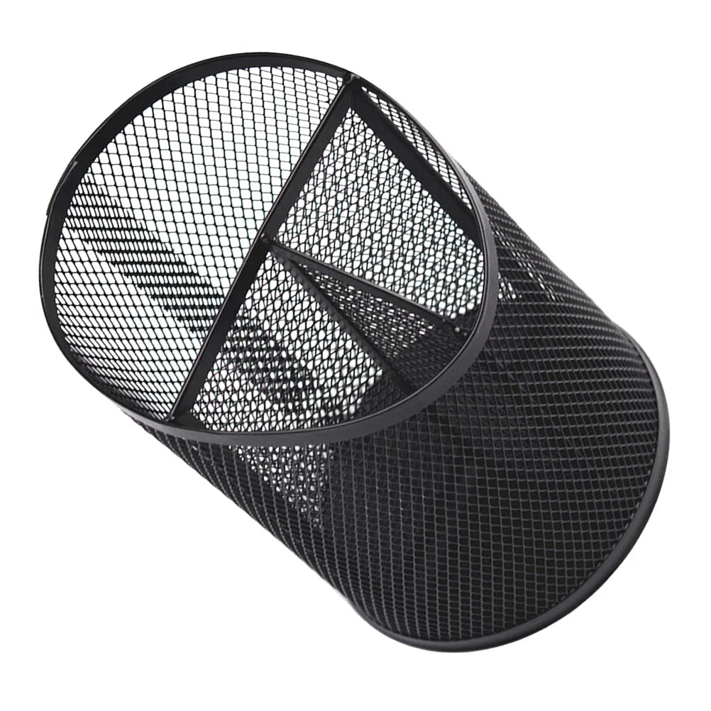 Bevel Pencil Holder Office Desk Metal Mesh Square Pen Pot Cup Case Container Organiser Durable Pencil Case Black Silver